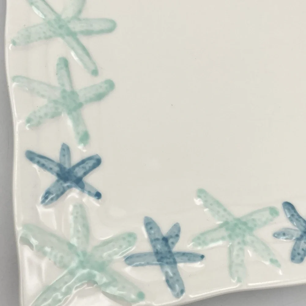 Coastal Home Cape Coral Starfish Square Salad Plates 9